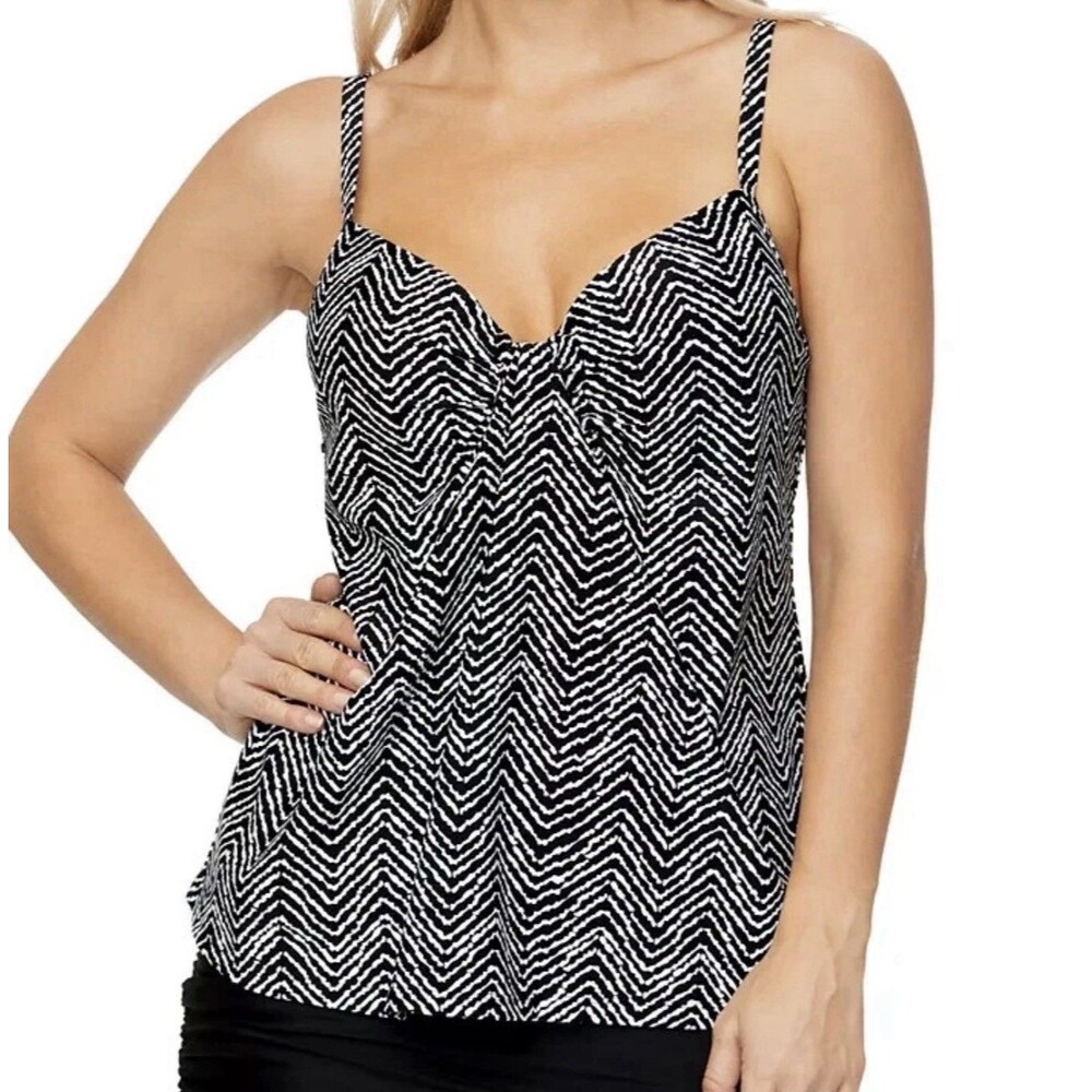 $40 Island Escape Women's Scorpio Underwire Swimsuit Tankini Top Black 6